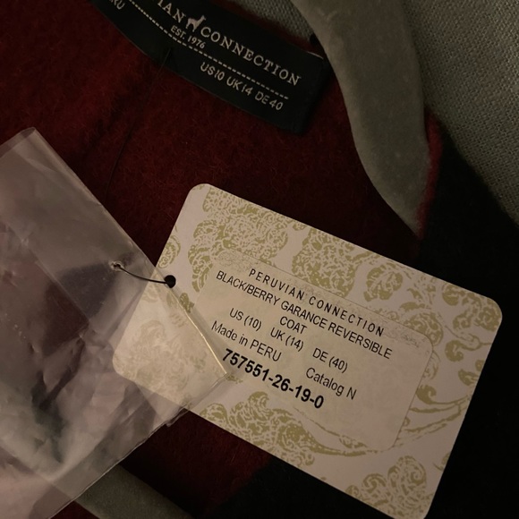PERUVIAN CONNECTION Garance Reversible Coat Black Berry Size 10 - Picture 3 of 3